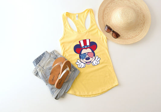 Mickey American Flag Tank Top, 4th of July Tank, USA Flag Sunglasses Shirt,Disney Tank Disney Shirt