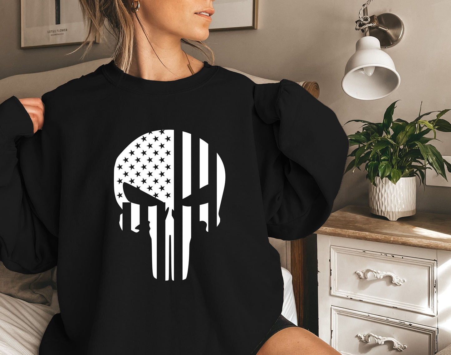 American Flag Punisher Skull Sweatshirt, Skull Flag Shirt, Patriotic Skull Sweatshirt, 4th of July USA Flag tee, Independence Day,