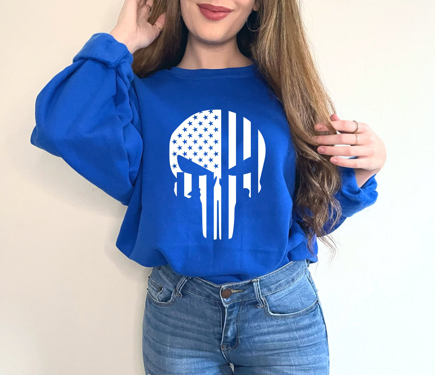 American Flag Punisher Skull Sweatshirt, Skull Flag Shirt, Patriotic Skull Sweatshirt, 4th of July USA Flag tee, Independence Day,