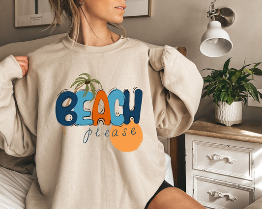 Beach Please Sweatshirt, Beach T-Shirt, Summer Tee,Vacation Shirt, Beach Shirts - Wave Shirt - Beach Shirt - Beach Trip Shirt