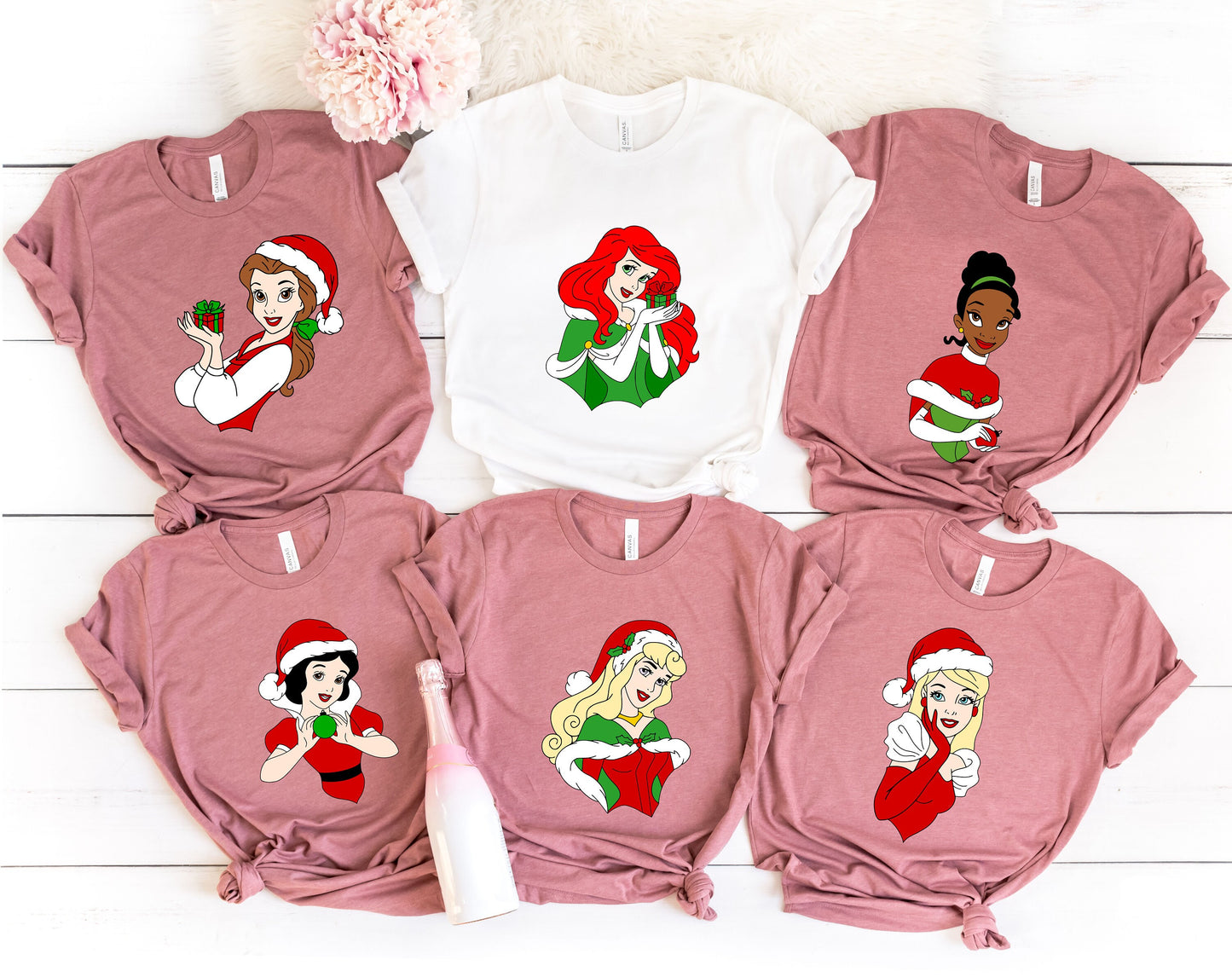 Disney Princess Christmas Shirt,princess shirt,kids princess shirt,Ariel shirt,Belle,Snow white,Rapunzel,Cinderella,custom Christmas Shirt