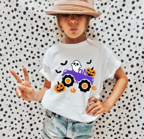 Halloween Truck Shirt, Ghost Shirt,Halloween Ghost,Halloween Shirt,Halloween Monster Truck Shirt,Pumpkin Ghost Shirt,Kids halloween shirt