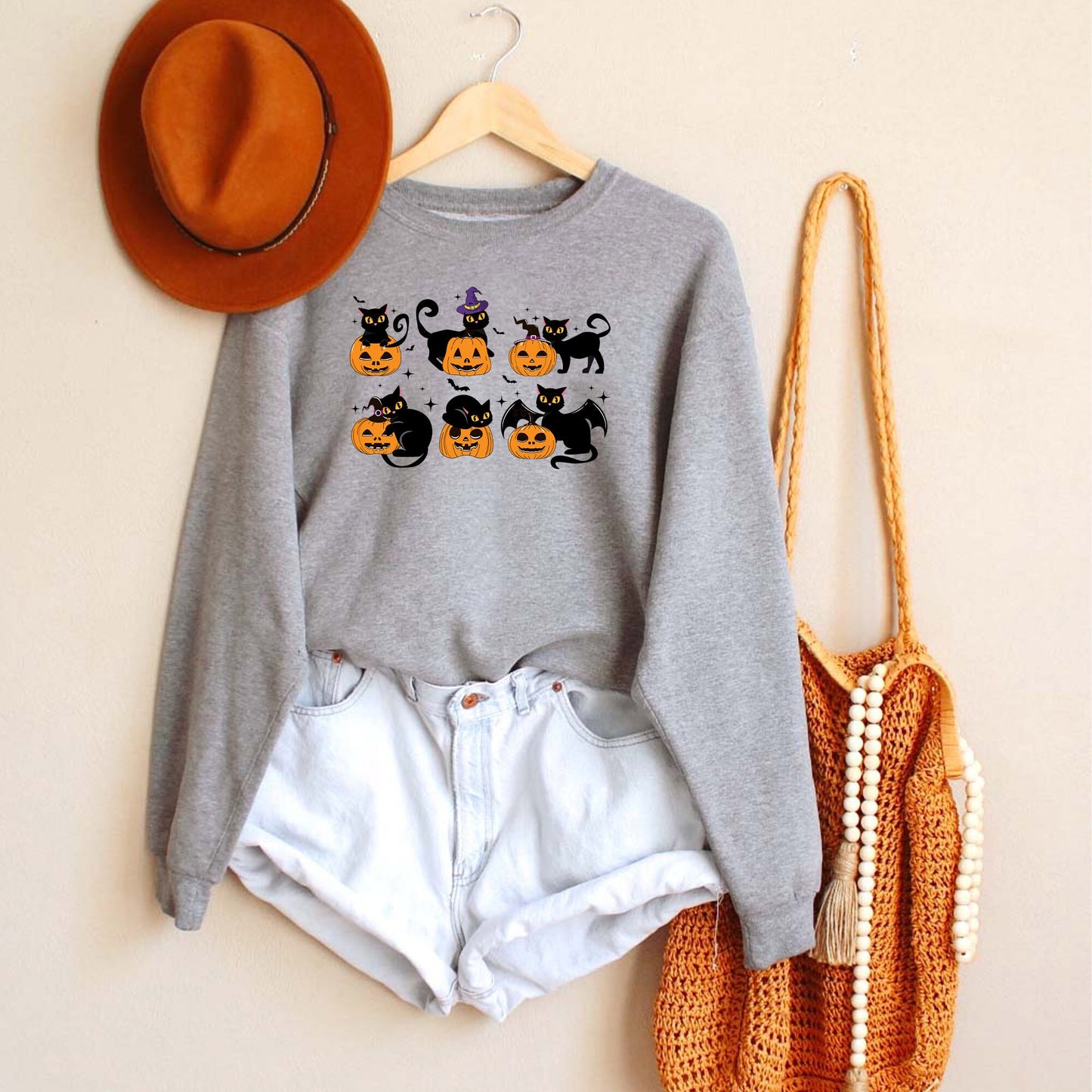 Pumpkin Cat Sweatshirt,Halloween Sweatshirt,Funny Halloween Shirt,Halloween Shirt,Halloween pumpkin Shirt,Cat Lover Shirt,Halloween