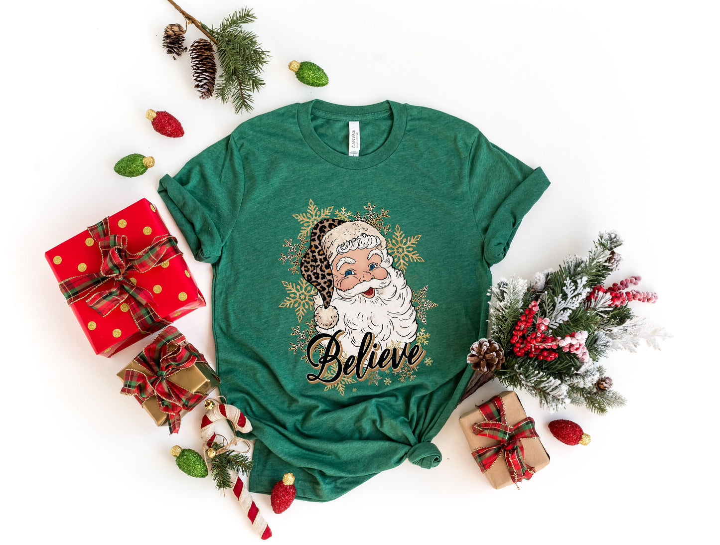 Santa Believe Shirt,Leopard Santa Shirt,Christmas shirts,Christmas Family Shirt,Believe Shirt Cute Christmas tshirts,Christmas Believe