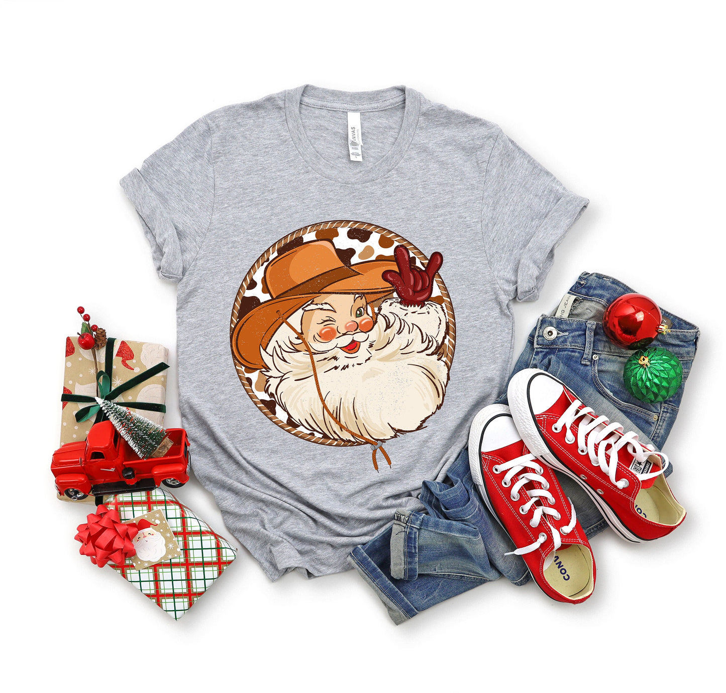 Cowboy Santa Western Christmas Shirt,Howdy Retro Santa Shirt,Christmas Santa Vibes,Family Christmas Shirts,Country Christmas,Christmas Gift