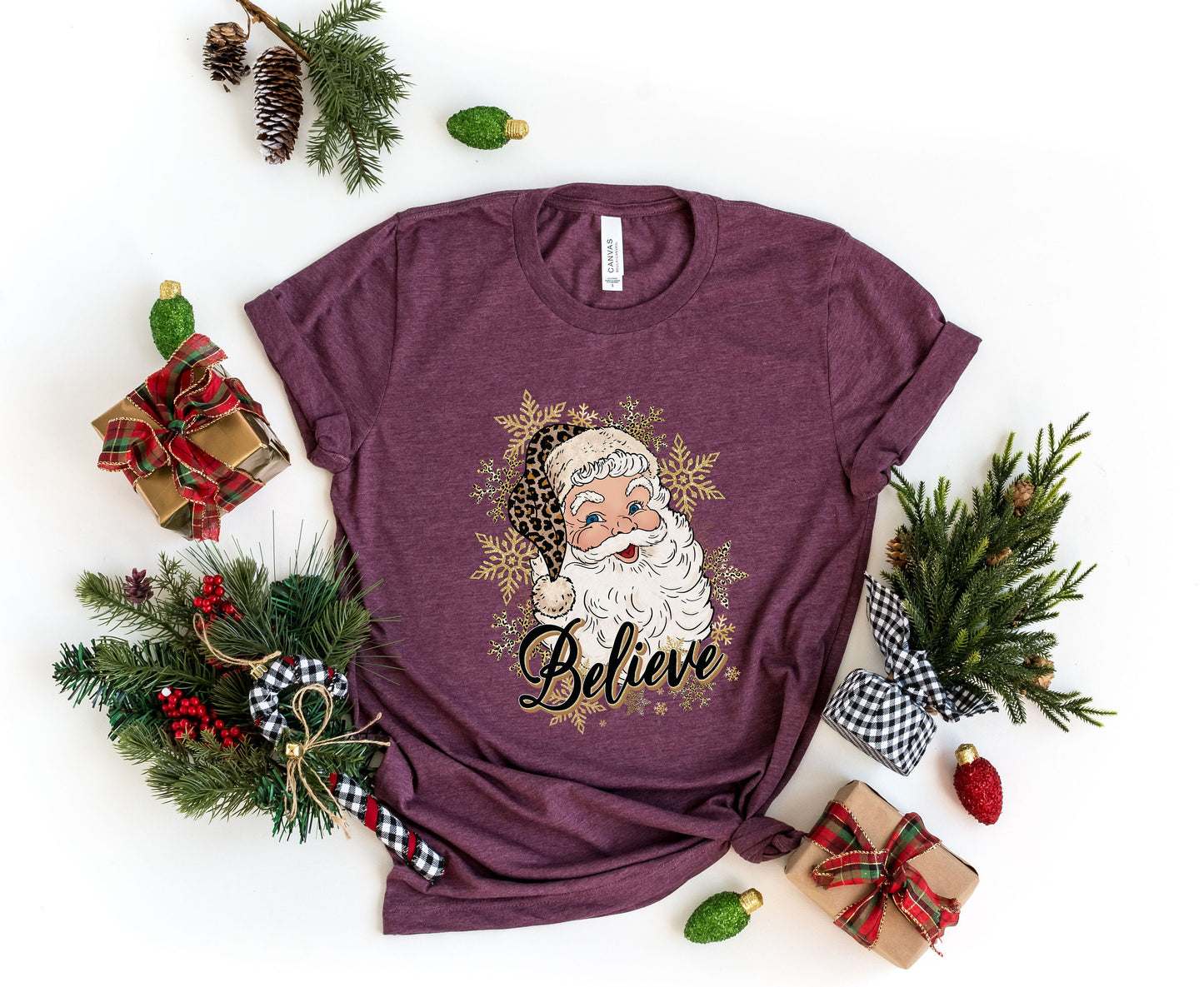 Santa Believe Shirt,Leopard Santa Shirt,Christmas shirts,Christmas Family Shirt,Believe Shirt Cute Christmas tshirts,Christmas Believe