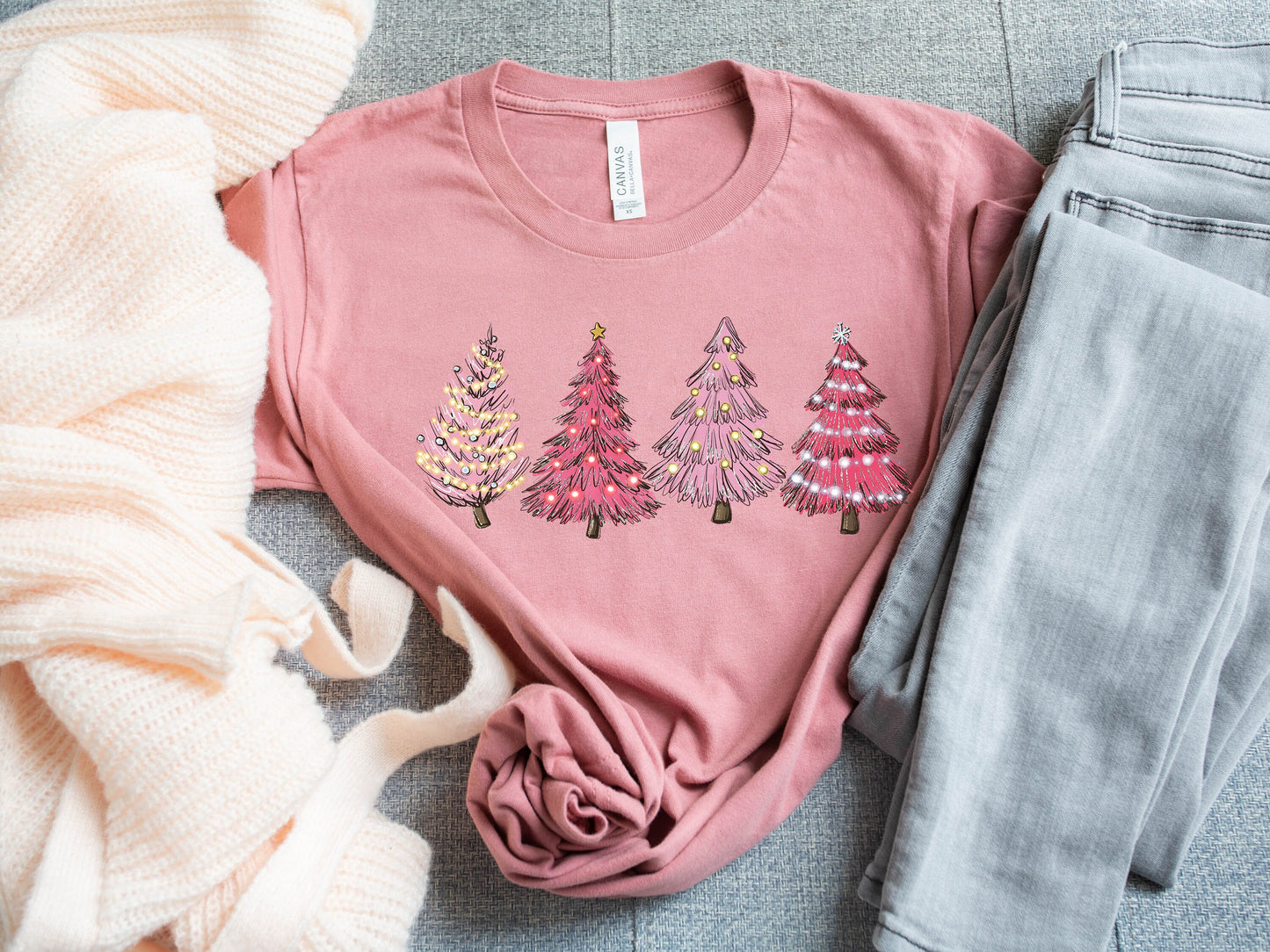 Pink Tree Christmas Shirt,Christmas Sweater,Christmas Crewneck, Christmas Tree Sweatshirt,Holiday Sweaters,Winter Sweatshirt,XMAS shirt