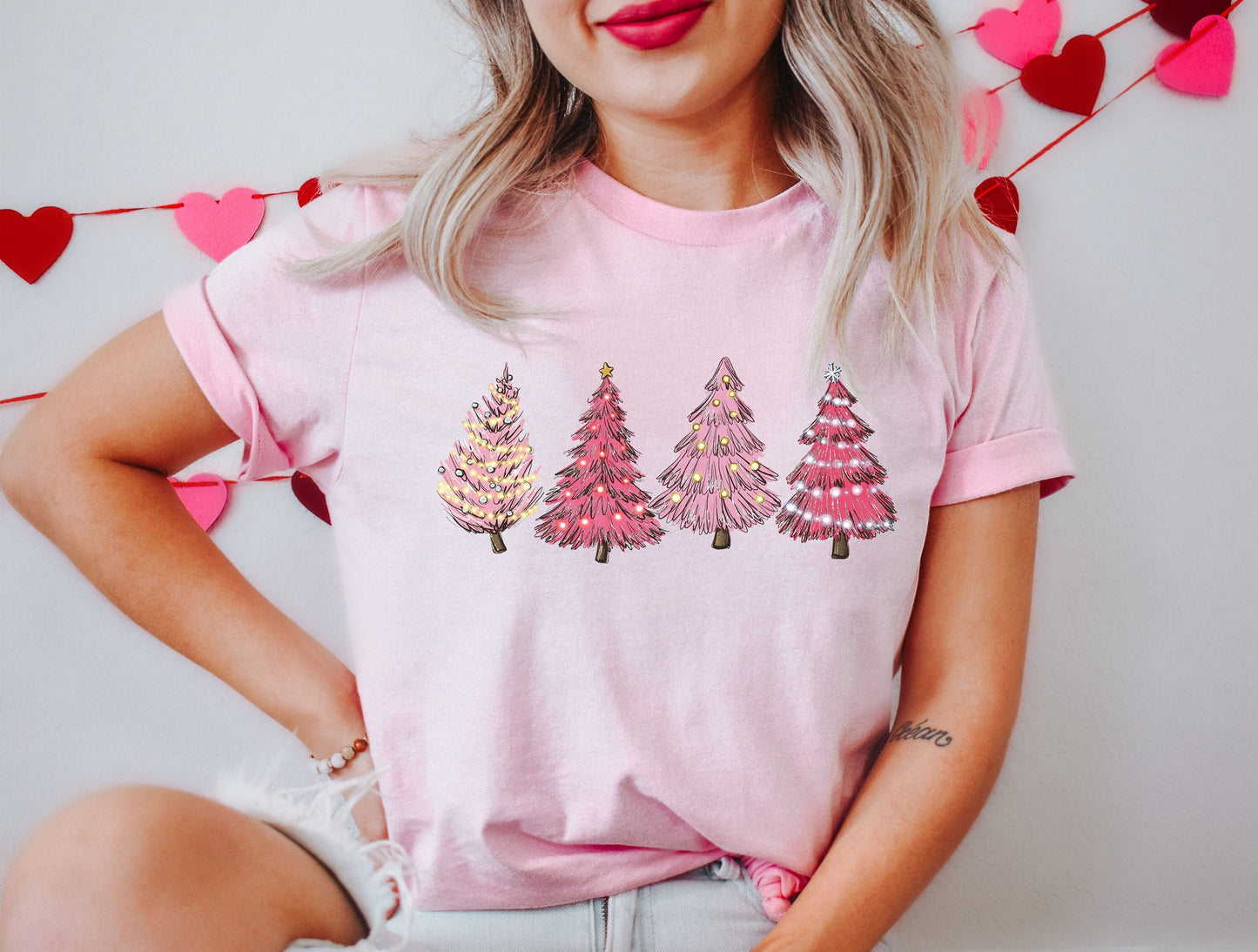 Pink Tree Christmas Shirt,Christmas Sweater,Christmas Crewneck, Christmas Tree Sweatshirt,Holiday Sweaters,Winter Sweatshirt,XMAS shirt