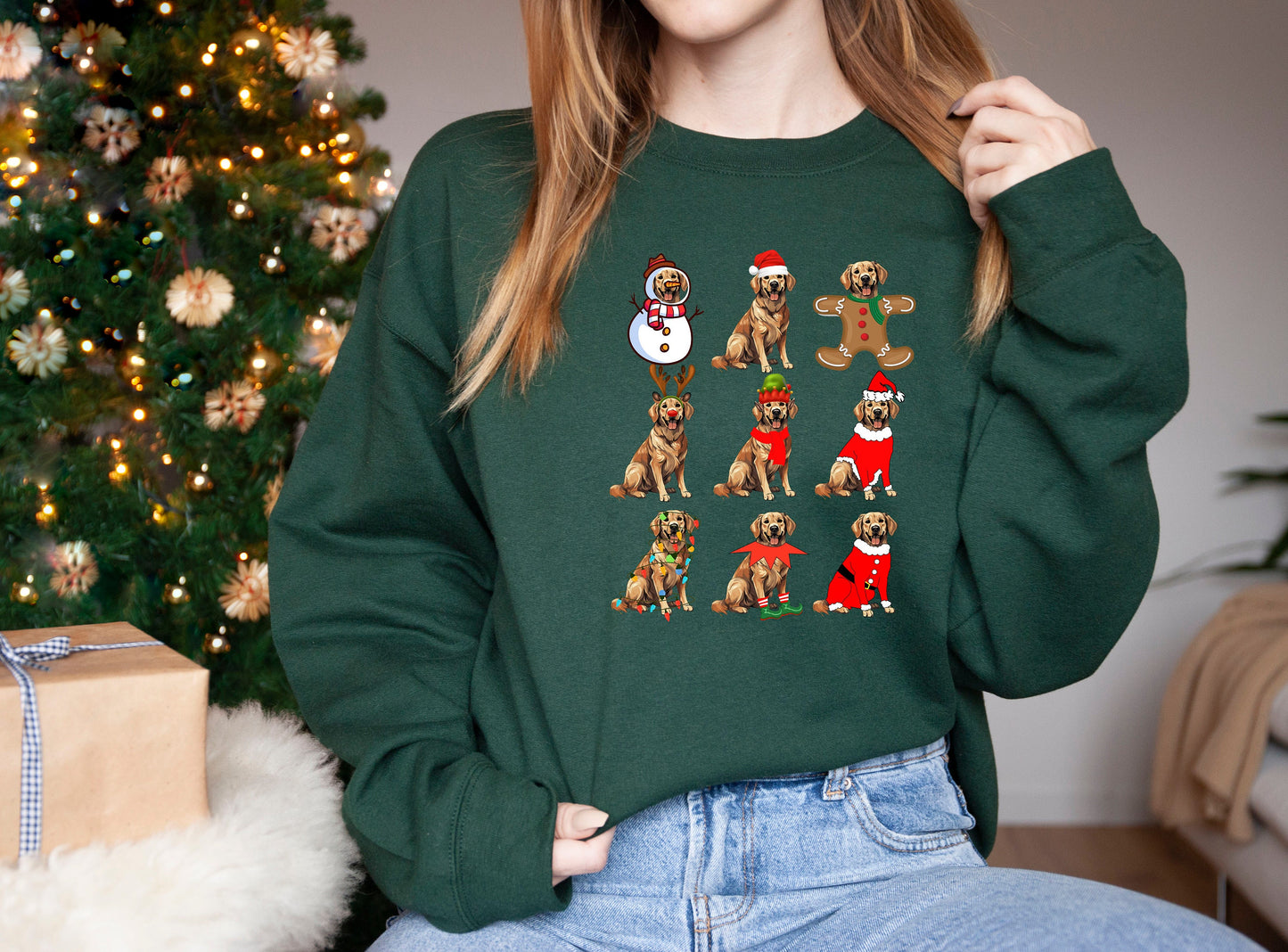 Christmas Golden Retriever Sweatshırt,Happy New Year Dog Shirt,Funny Xmas Shirt,Holiday Sweat,Christmas Shirt,Funny Chrıstmas Sweatshırt