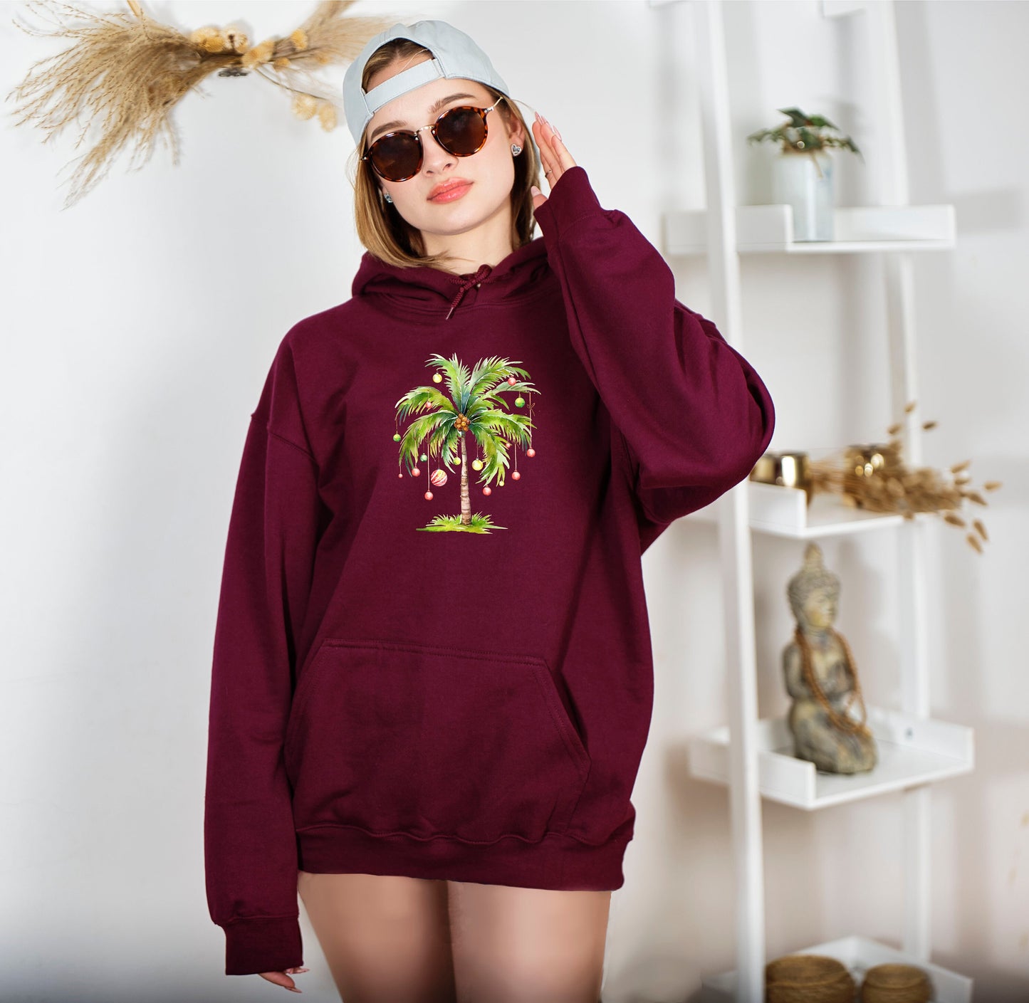 Christmas Palm Tree Hoodıe,Tropical Xmas Gift,Christmas On The Beach Shirt,Family Christmas Shirts,Christmas Gift Shirt,Santa July Hawaiian