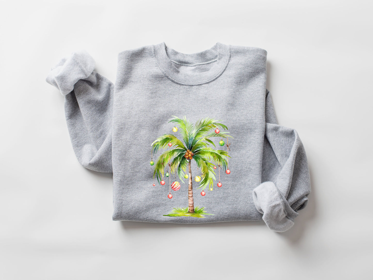 Christmas Palm Tree Sweatshırt,Tropical Xmas Gift,Christmas On The Beach Shirt,Family Christmas Shirts,Christmas Gift Shirt,Santa July