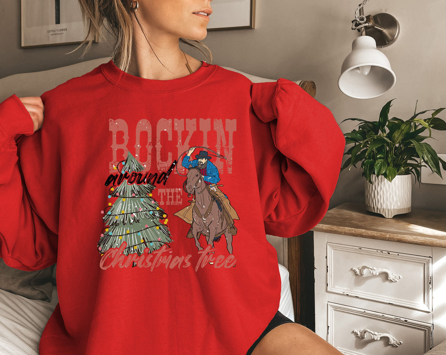 Rockin Around The Christmas Tree Sweatshirt,Christmas Song Tee,Santa Shirt,Xmas Sweatshirt,Cozy Sweatshirt,Country Chrıstmas Sweatshırt,XMAS