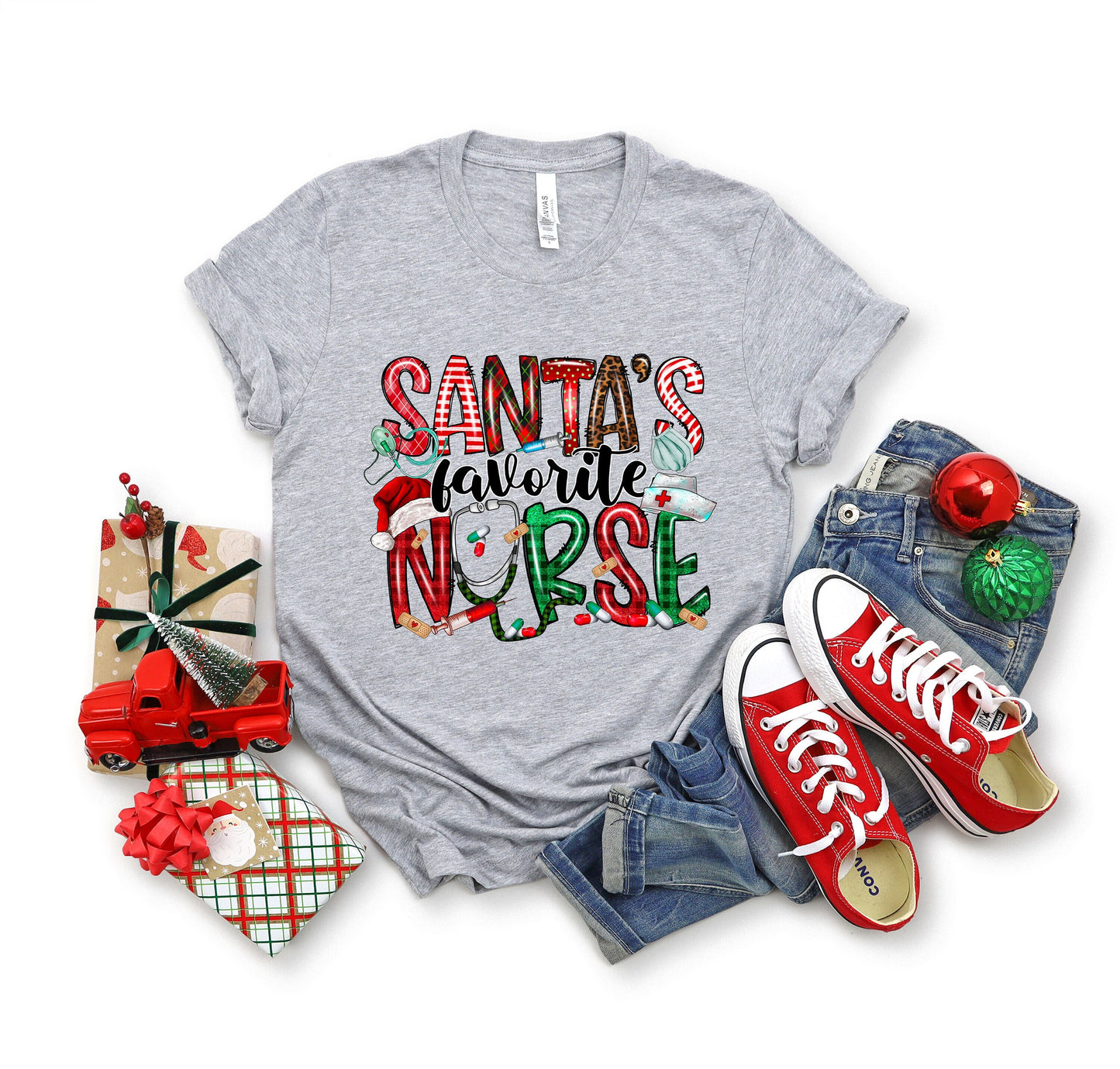 Santa's Favorite Nurse Shirt,Nurse Shirt,Nurse Life Shirt, Cute Santa Tee,Christmas Shirt, Merry Christmas Shirt,Holıday Shırt,Xmas Tee
