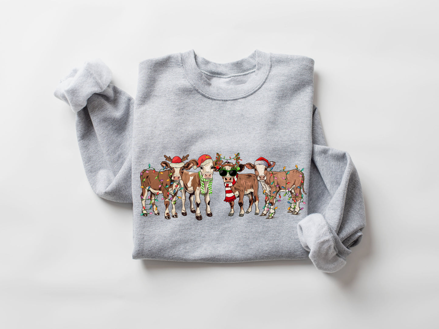 Christmas Cow Sweatshirt,Christmas Sweatshirt,Farm Christmas Shirt,Cow Santa Sweatshirt,Christmas Santa Claus Shirt, Christmas Family,XMAS