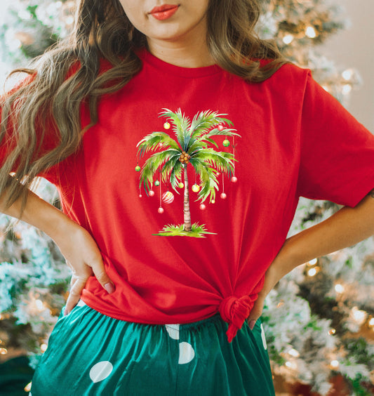 Christmas Palm Tree Shırt,Funny Chrıstmas Tee,Tropical Xmas Gift,Family Christmas Shirts,Christmas Gift Shirt,Santa July Hawaiian,XMAS SHIRT
