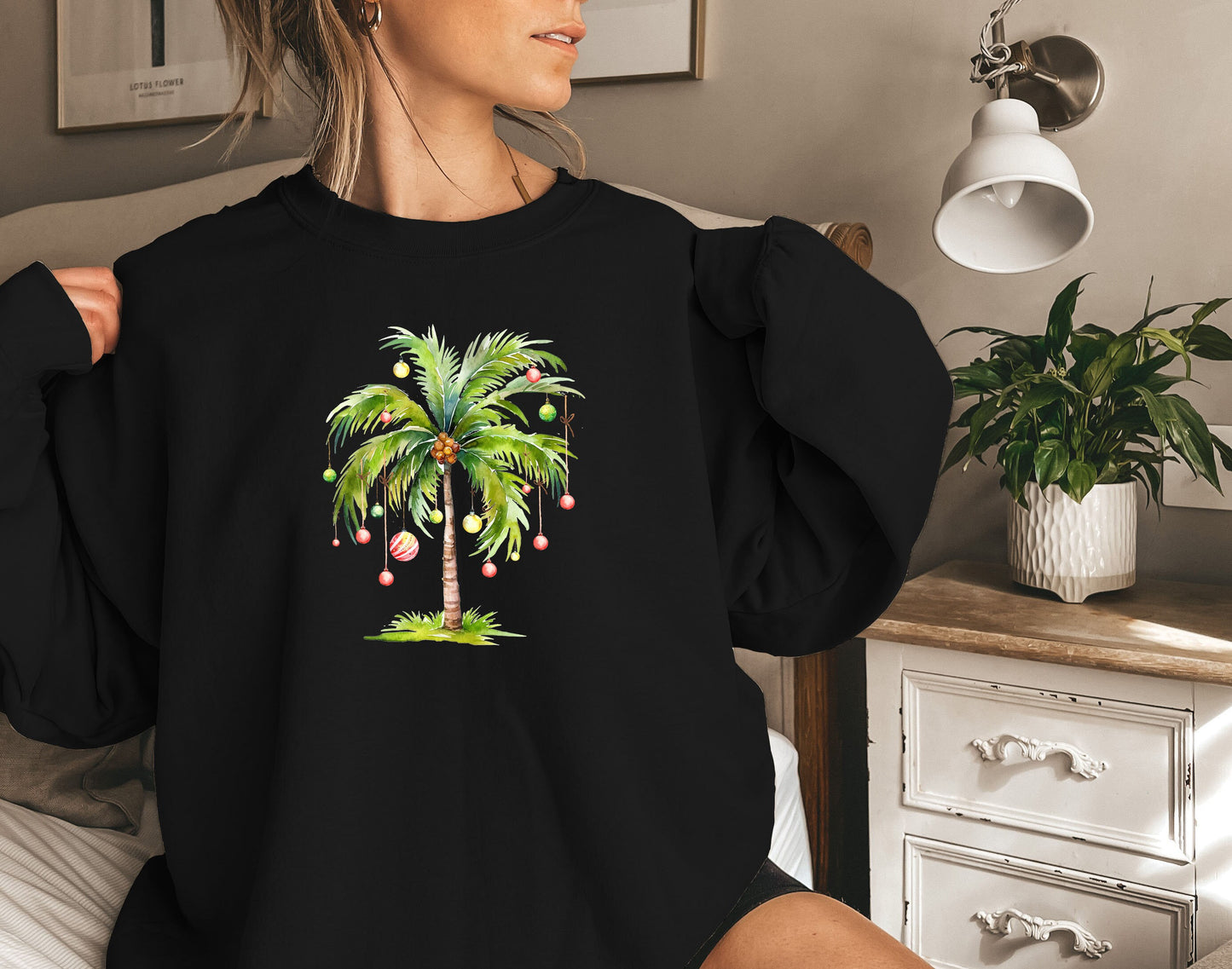 Christmas Palm Tree Sweatshırt,Tropical Xmas Gift,Christmas On The Beach Shirt,Family Christmas Shirts,Christmas Gift Shirt,Santa July