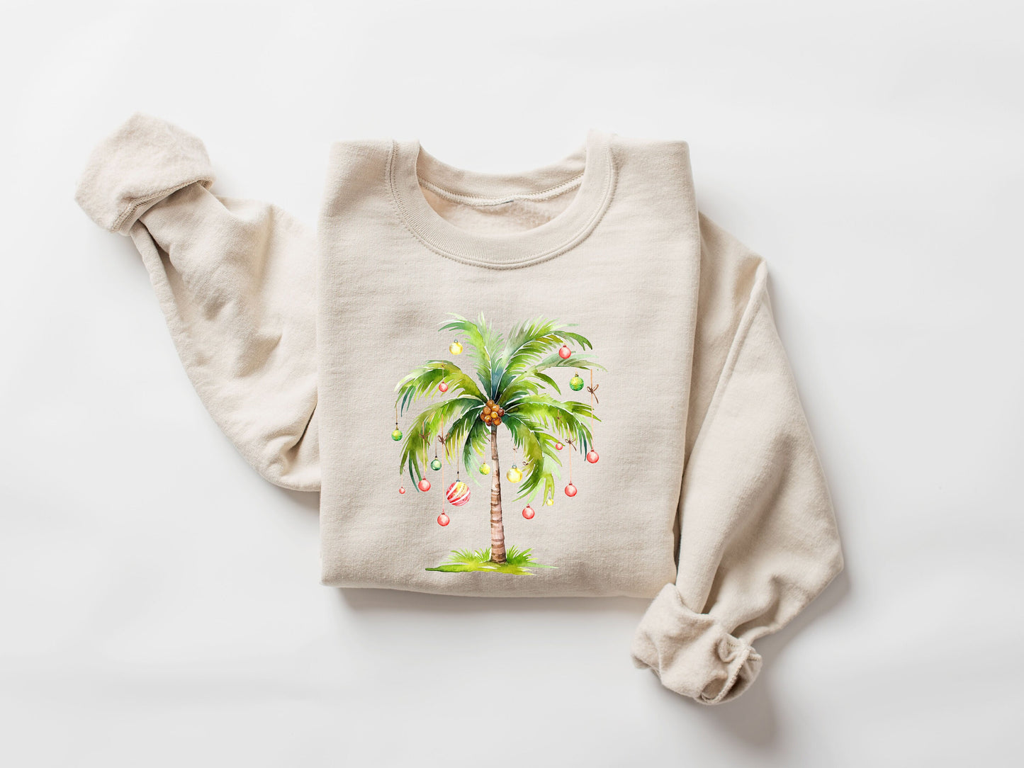Christmas Palm Tree Sweatshırt,Tropical Xmas Gift,Christmas On The Beach Shirt,Family Christmas Shirts,Christmas Gift Shirt,Santa July