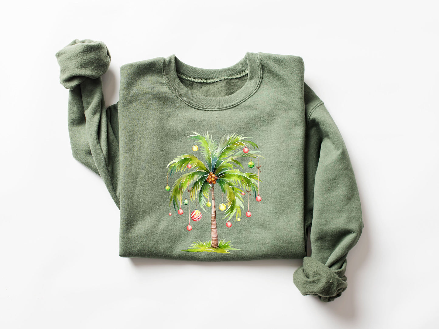 Christmas Palm Tree Sweatshırt,Tropical Xmas Gift,Christmas On The Beach Shirt,Family Christmas Shirts,Christmas Gift Shirt,Santa July