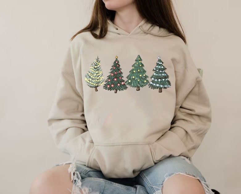 Green Tree Christmas Hoodıe,Christmas Sweater,Christmas Tree Sweatshirt,Holiday Sweaters for Women,Winter Sweatshirt,XMAS,Chrıstmas famıly
