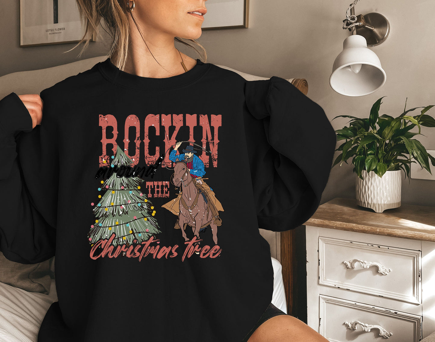Rockin Around The Christmas Tree Sweatshirt,Christmas Song Tee,Santa Shirt,Xmas Sweatshirt,Cozy Sweatshirt,Country Chrıstmas Sweatshırt,XMAS