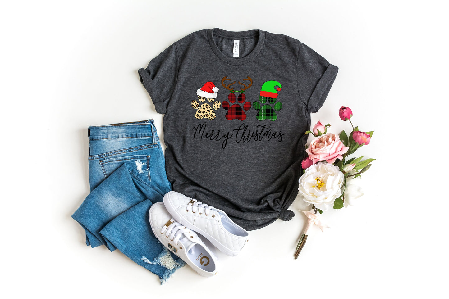 Merry Christmas Paws Shırt, Christmas Sweatshirt, Paws Sweatshirt,Christmas Dog Sweater,Buffalo Plaid,Christmas Dog Shirts,Christmas,XMAS