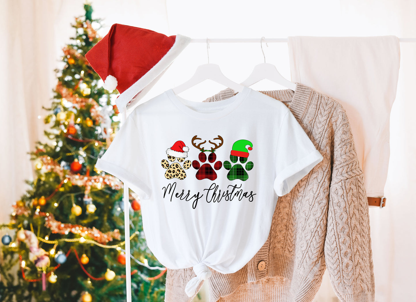 Merry Christmas Paws Shırt, Christmas Sweatshirt, Paws Sweatshirt,Christmas Dog Sweater,Buffalo Plaid,Christmas Dog Shirts,Christmas,XMAS