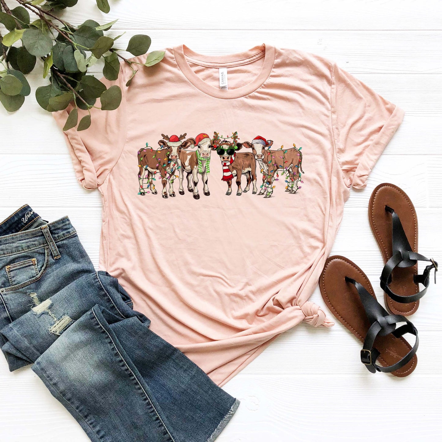 Christmas Cow Shirt,Christmas Sweatshirt,Farm Christmas Shirt,Cow Santa Sweatshirt,Christmas Santa Claus Shirt, Christmas Family Shirt,XMAS