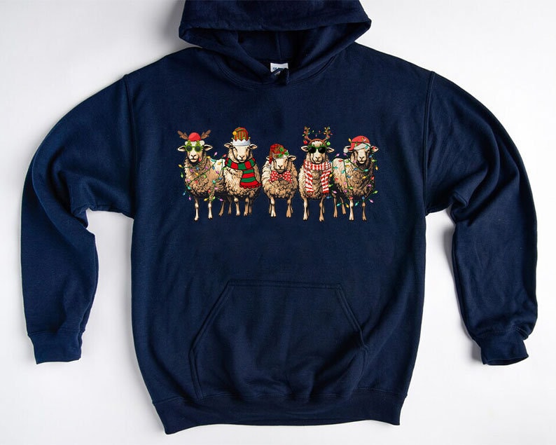 Sheep Christmas Light Hoodıe,Christmas Sheeps Sweater,Funny Farm Animal Xmas Shirt,Funny Sheep Sweater,Cute Farmer Shirt,Chrıstmas Hoodıe